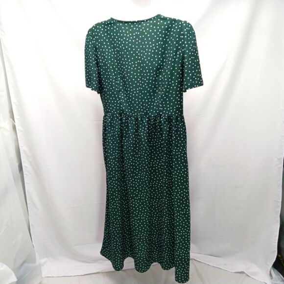 Anna-Kaci V Neck Polka Dot Print Button Down Casual Midi Max Womans Medium..... - Picture 2 of 10